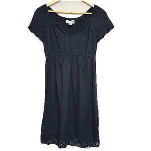 Old Navy Maternity Eyelet‎ Dress Women's S Black Linen Blend Pregnancy Mom